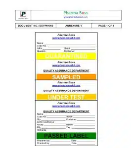 SOP for Labeling of Raw and Packaging Materials