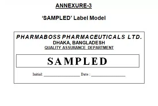 SOP for sampling method of raw materials